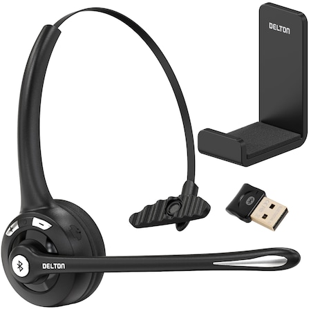 Delton 10X Trucker Bluetooth Headset, Wireless Headphones w/Microphone, Over The Head Single Earpiece DBTHEAD10XBTDLHSAS1
